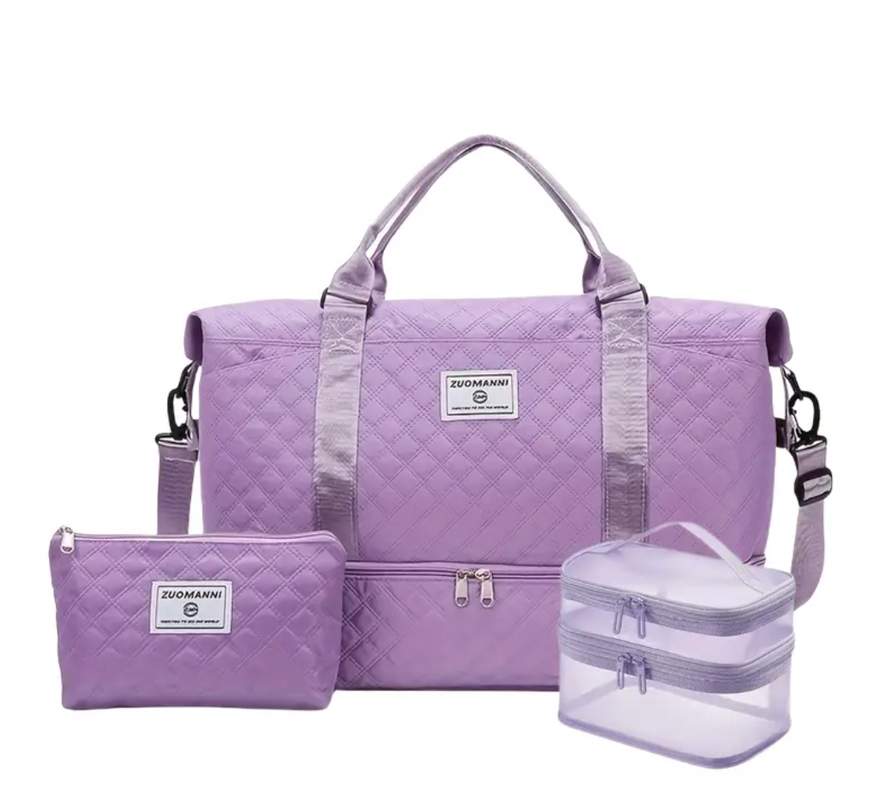 Large Capacity Women'S Bag Set Combination Fitness Travel Sports Bag Short Trip Luggage Tote Bag Business Trip Multi-Pocket Storage Neutral Multi-Function Three-Piece Set Convenient Travel Independent Independent Shoe Compartment Vacation Bag
