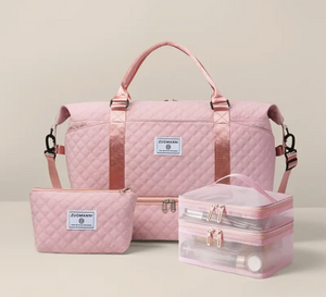 Large Capacity Women'S Bag Set Combination Fitness Travel Sports Bag Short Trip Luggage Tote Bag Business Trip Multi-Pocket Storage Neutral Multi-Function Three-Piece Set Convenient Travel Independent Independent Shoe Compartment Vacation Bag