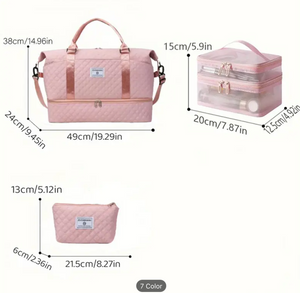 Large Capacity Women'S Bag Set Combination Fitness Travel Sports Bag Short Trip Luggage Tote Bag Business Trip Multi-Pocket Storage Neutral Multi-Function Three-Piece Set Convenient Travel Independent Independent Shoe Compartment Vacation Bag