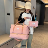 Large Capacity Women'S Bag Set Combination Fitness Travel Sports Bag Short Trip Luggage Tote Bag Business Trip Multi-Pocket Storage Neutral Multi-Function Three-Piece Set Convenient Travel Independent Independent Shoe Compartment Vacation Bag