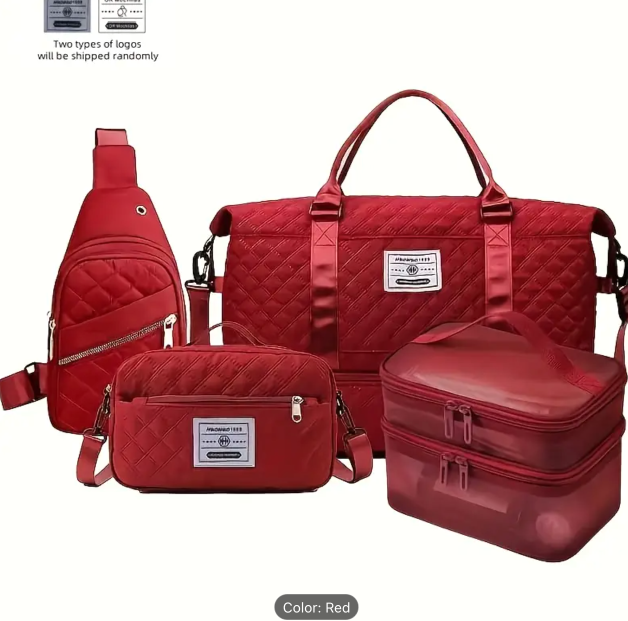 Four-piece Women's bag set, multifunctional travel kit with a gym tote featuring a shoe compartment, suitable for travel and outdoor activities
