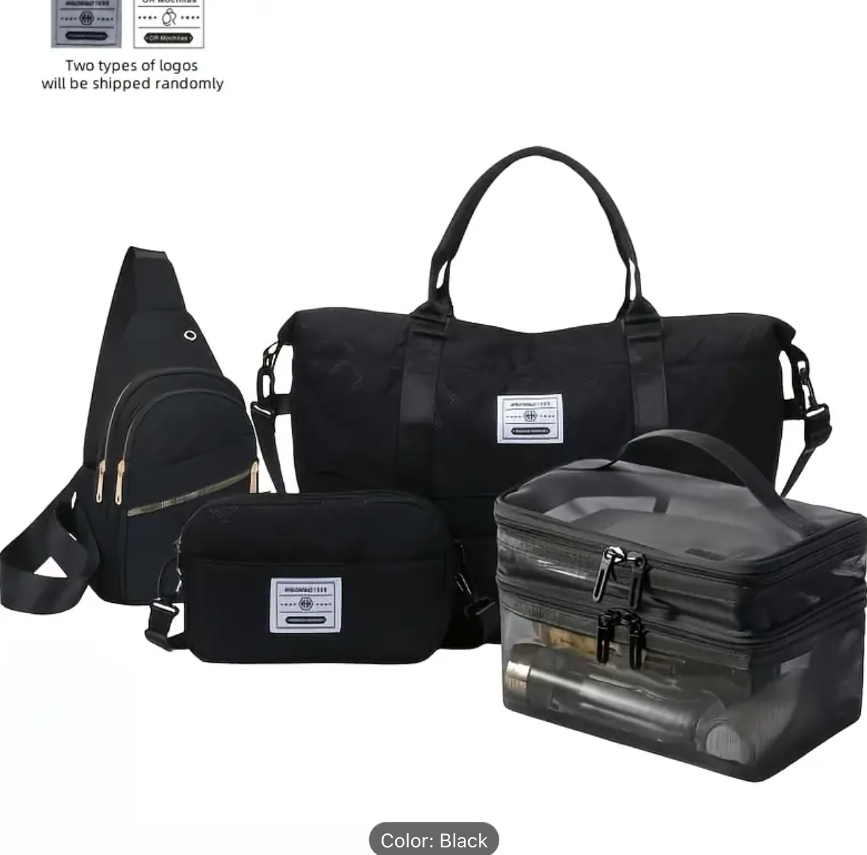 Four-piece Women's bag set, multifunctional travel kit with a gym tote featuring a shoe compartment, suitable for travel and outdoor activities
