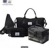 Four-piece Women's bag set, multifunctional travel kit with a gym tote featuring a shoe compartment, suitable for travel and outdoor activities