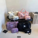 Four-piece Women's bag set, multifunctional travel kit with a gym tote featuring a shoe compartment, suitable for travel and outdoor activities