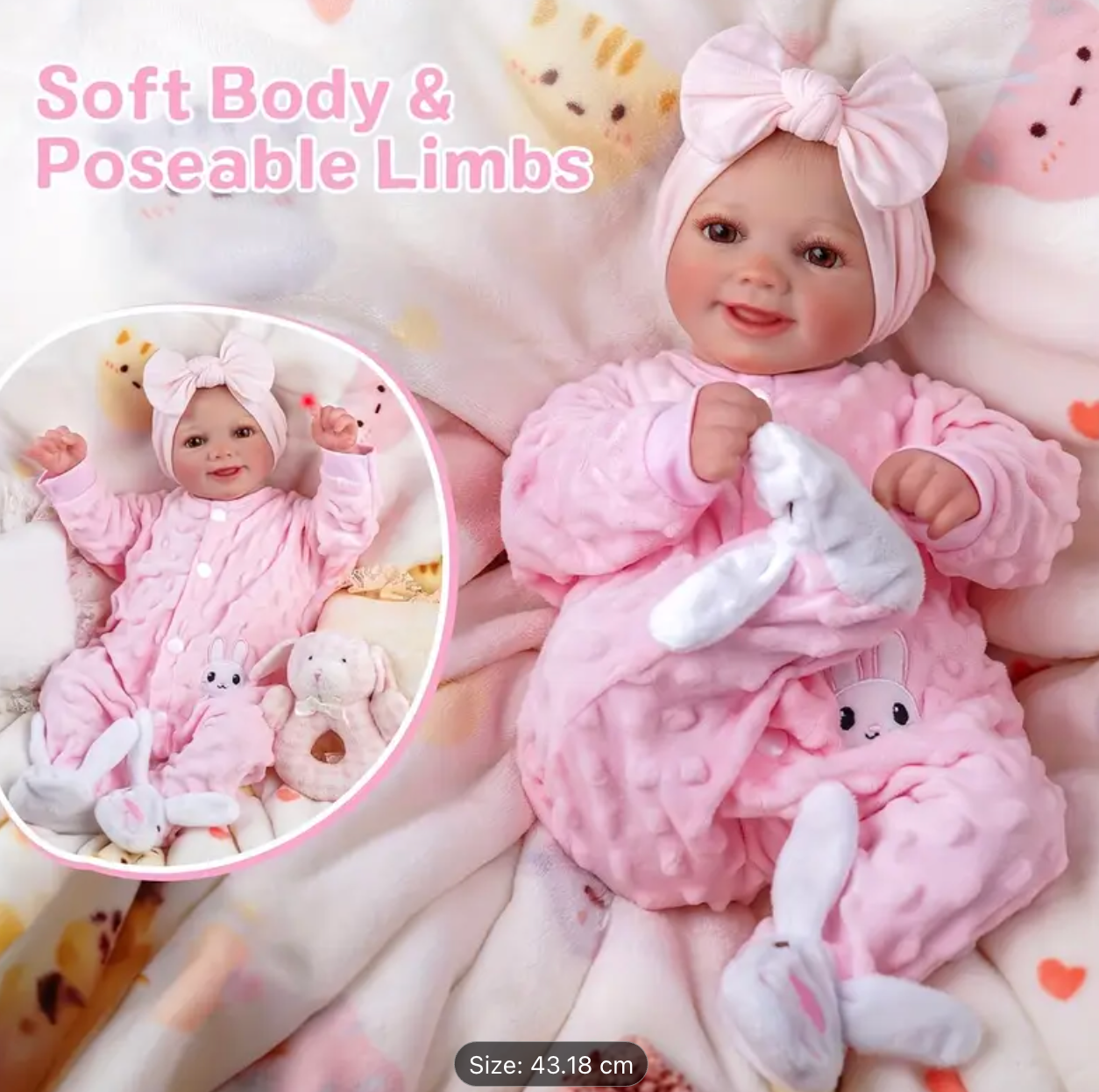 BABESIDE Reborn Baby Dolls Sunny - 43.18cm Cute Realistic Baby Doll