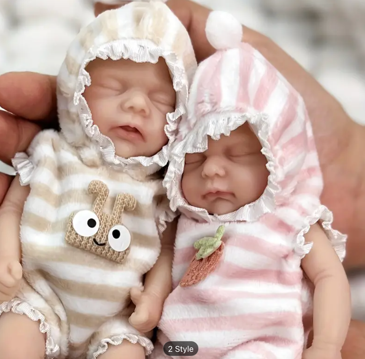 Simulation Mini Reborn Doll Twin Handmade Silicone Toy with Realistic Features