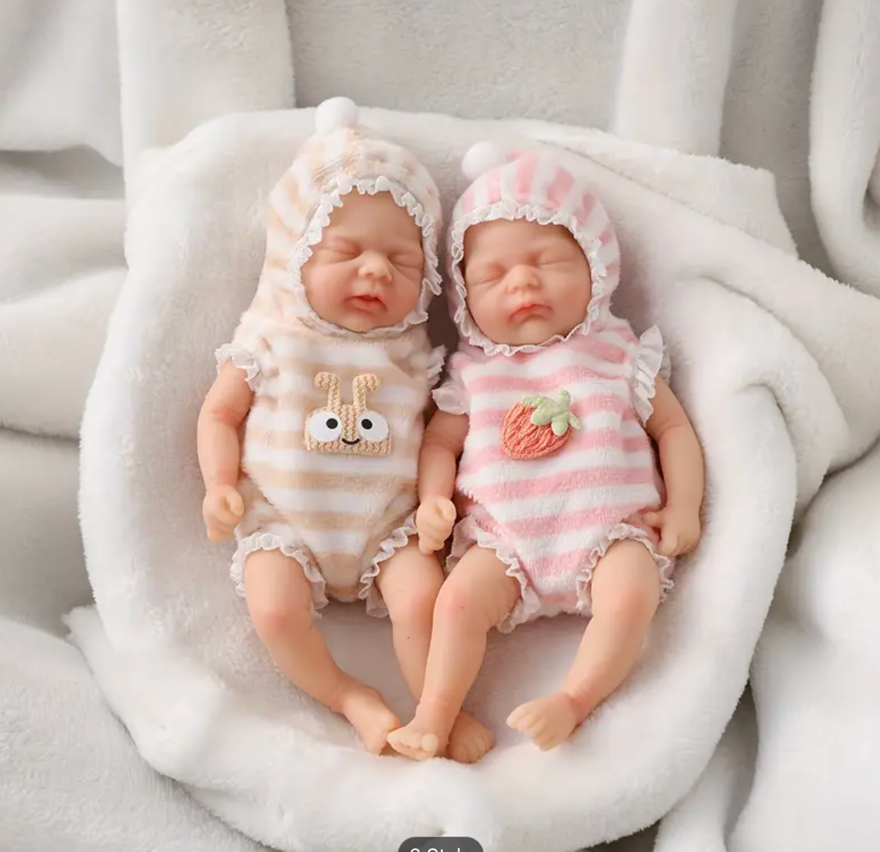Simulation Mini Reborn Doll Twin Handmade Silicone Toy with Realistic Features