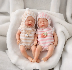 Simulation Mini Reborn Doll Twin Handmade Silicone Toy with Realistic Features