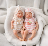 Simulation Mini Reborn Doll Twin Handmade Silicone Toy with Realistic Features
