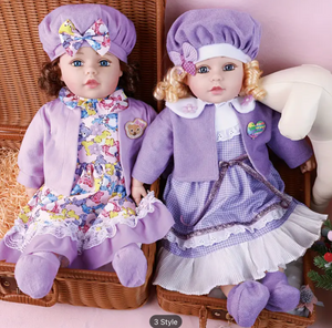 2-Pcs Twins Baby Doll Lifelike 25-Inch Reborn Doll Twins with Outfit Sets - Ideal Gifts for Halloween, Thanksgiving, Christmas, and Easter