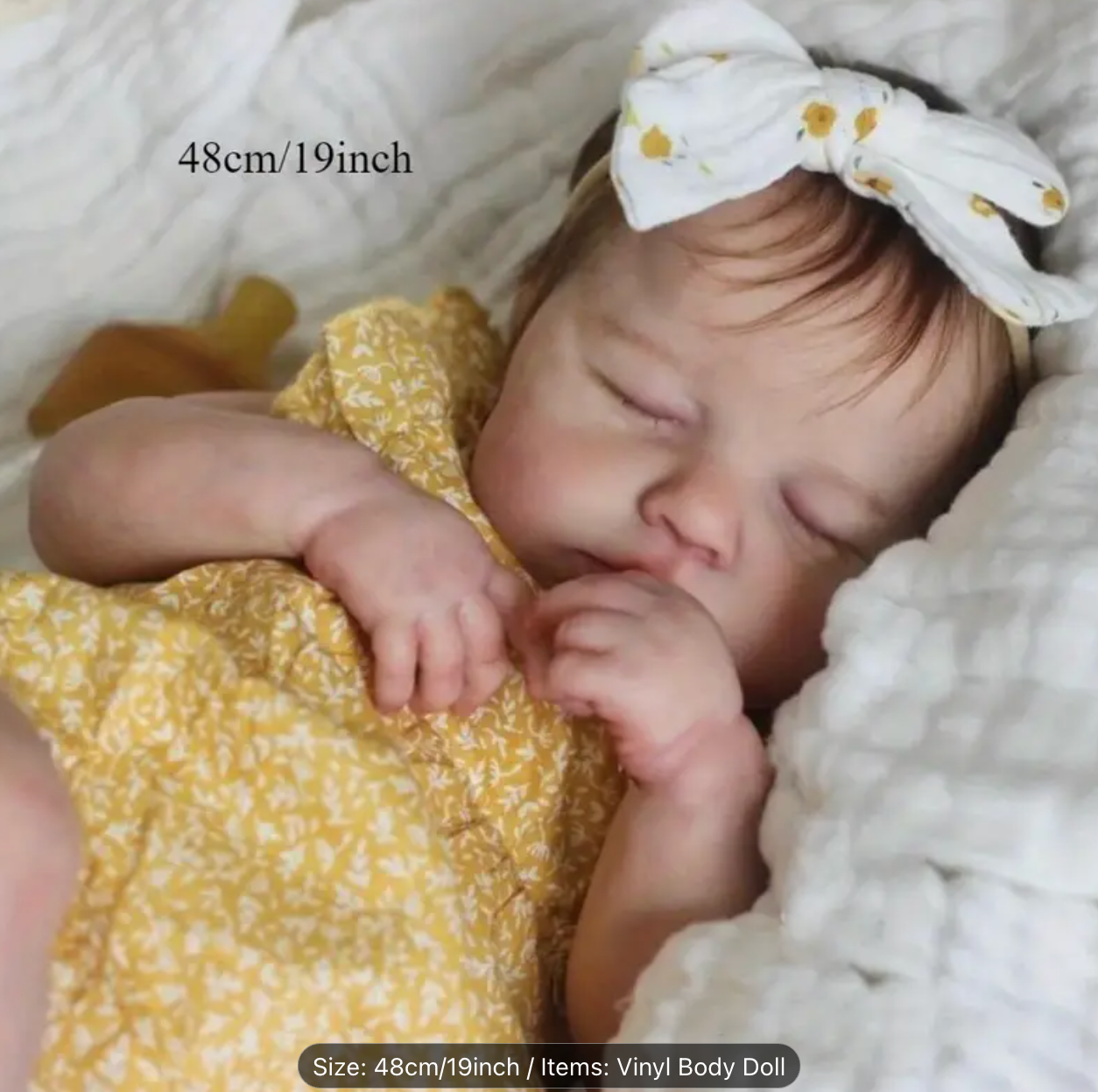 48cm 19" Newborn Baby Doll with 3D-Paint Light Beige & Visible Veins - Realistic Lifelike Baby Girl Toy