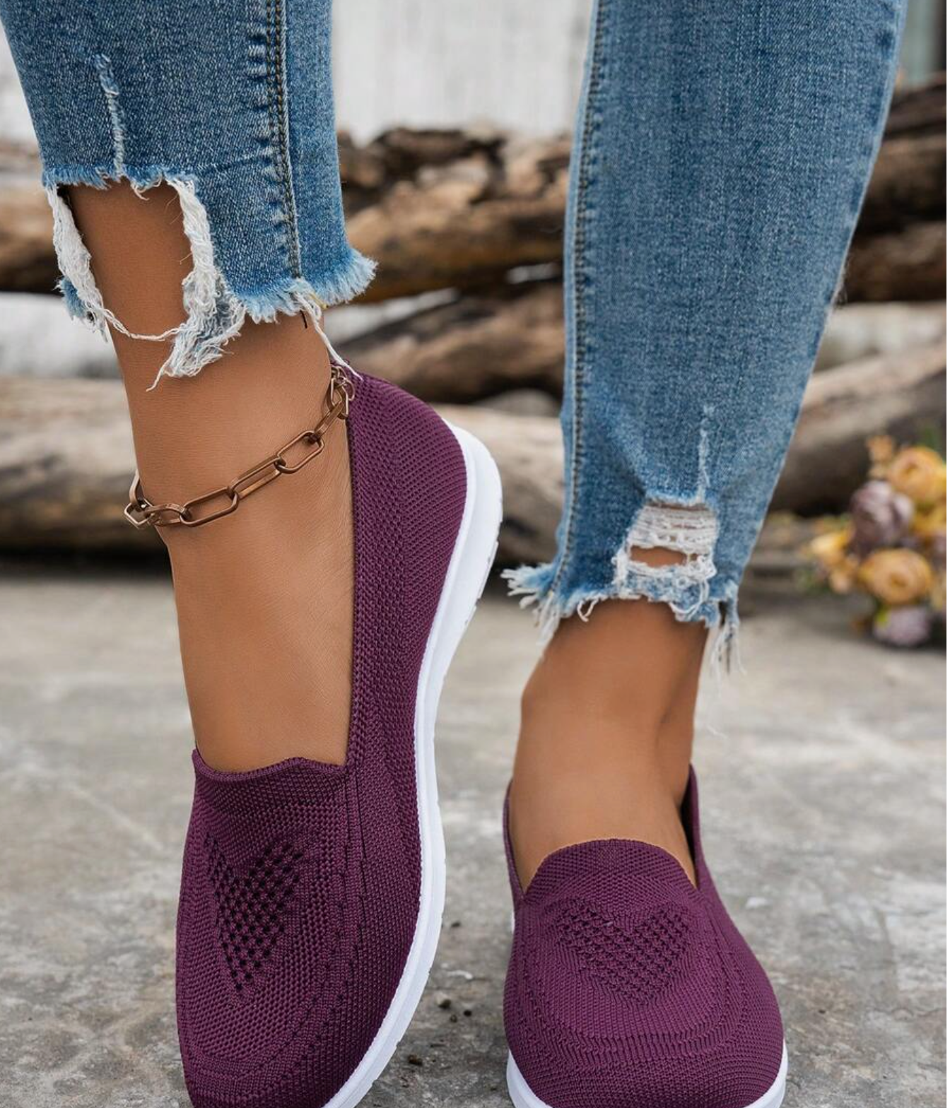 Women Casual Sports Shoes Flat Slip-On