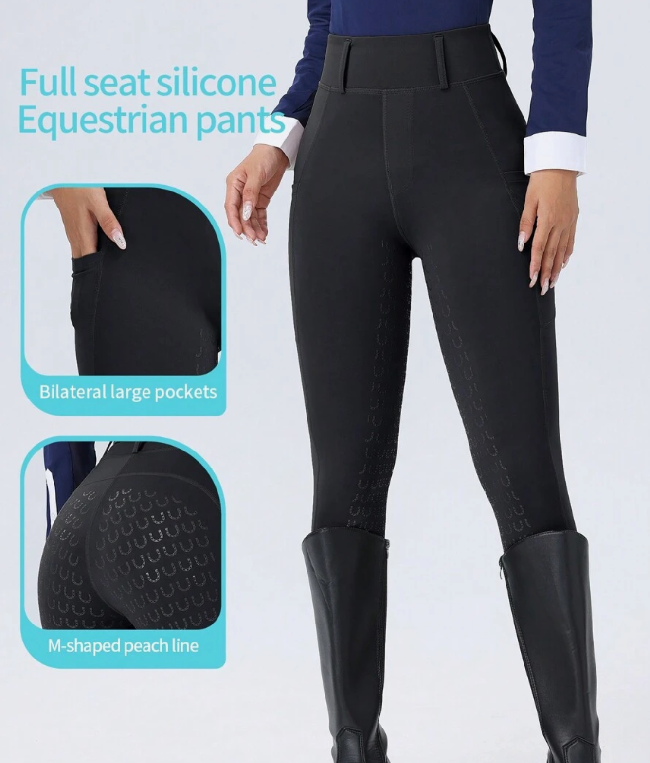 ROYALS MATTINI Women Equestrian Silicone Grip Pants With Pockets, Riding Pants, Tight Fit Horse Riding