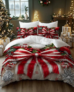 2/3pcs Christmas Bedding Set, Soft & Comfortable Duvet Cover Set With Digital Printing Of Santa Claus, Sleigh, Snowman, Bell, Reindeer, Pine Tree, Suitable For Bedroom, Guest Room, Dorm, Hotel
