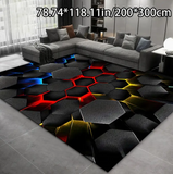 3D Black Hexagon Pattern Mat, Velvet + 7mm Thickness with Anti-Slip Backing Design, Over 800g per Square Meter. Lightweight, Soft, Durable, and Comfortable. Suitable for Entryway Rugs,
