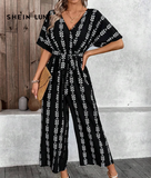 SHEIN LUNE Women V-Neck Full Printed Jumpsuit