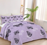 2/3pcs Quilt Set (1pc Bed Cover + 1/2pcs Pillowcase, No Filling), Butterfly Digital Printing Pattern, Queen/King,