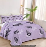 2/3pcs Quilt Set (1pc Bed Cover + 1/2pcs Pillowcase, No Filling), Butterfly Digital Printing Pattern, Queen/King,