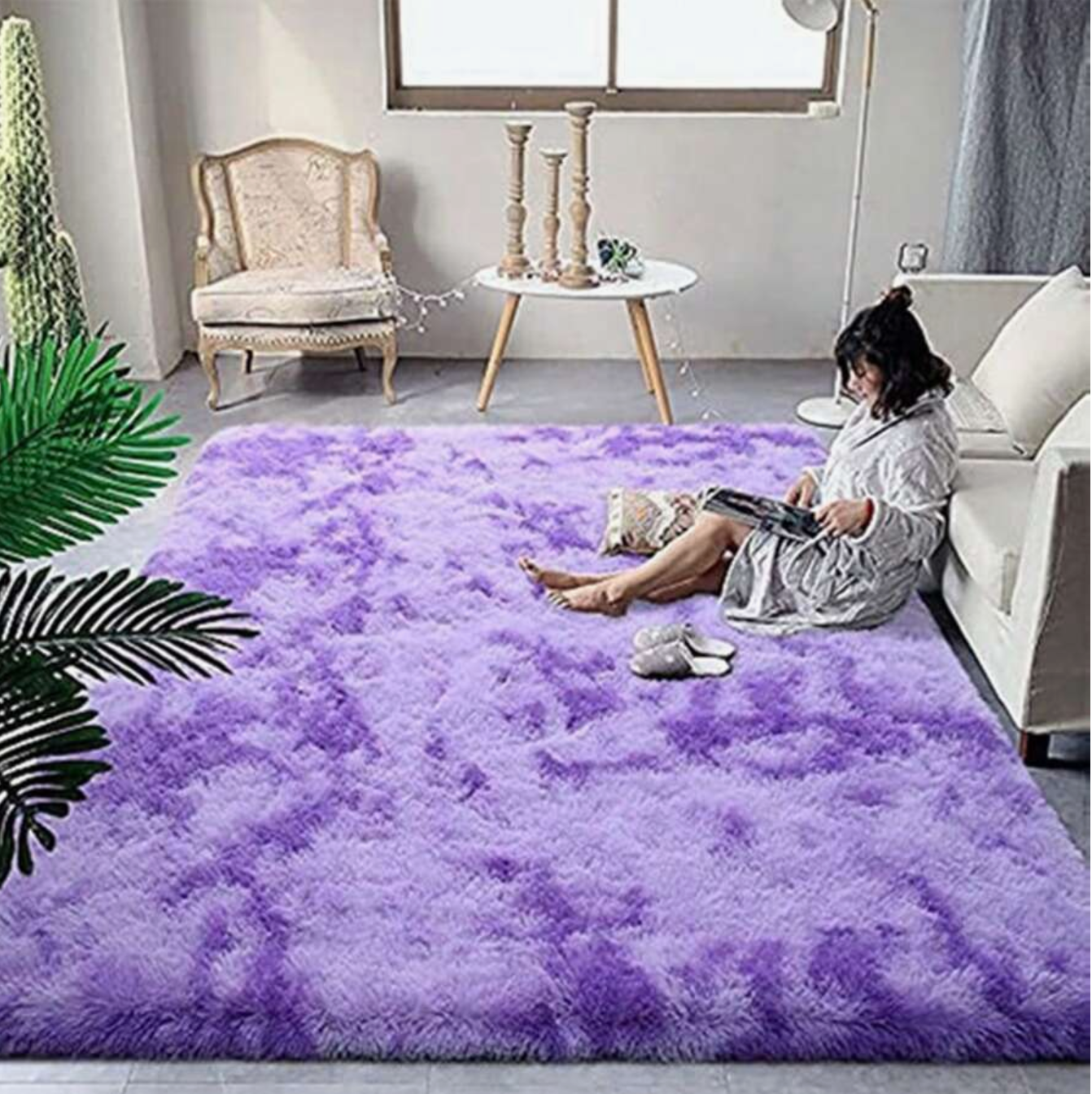 Carpet Long Hair Soft Skin Washable Carpet Easy To Clean Non-Slip Carpet Modern
