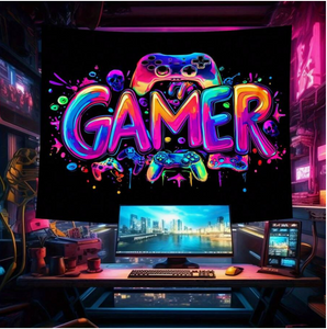 1pc Vibrant Game UV Black Light Tapestry, Game Room Large Size Photography Background Cloth H