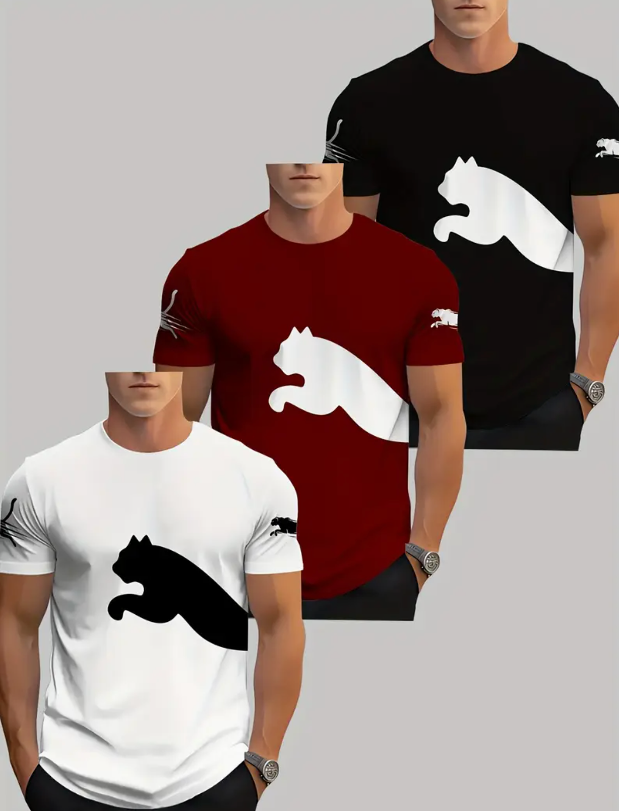 Men'S Novelty T-Shirts, Casual And Breathable, Pack of 3 Short Sleeves.