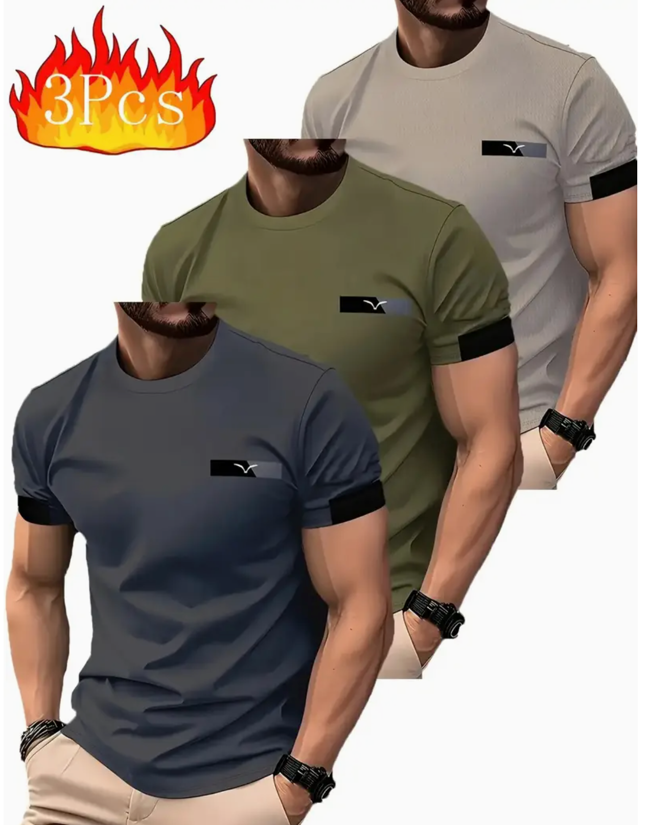 3pcs Men'S Quick-Dry Breathable T-Shirts - Lightweight Athletic Tees with Minimalist Stripe Design, Plus Size Big & Tall Shirt for Gym, Running, Men T Shirt Multipack, Shirt For Men, T-shirt For Men, Men Plus Size T Shirt