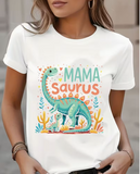 Women's Casual Short Sleeve T-Shirt - Mama Saurus Dinosaur