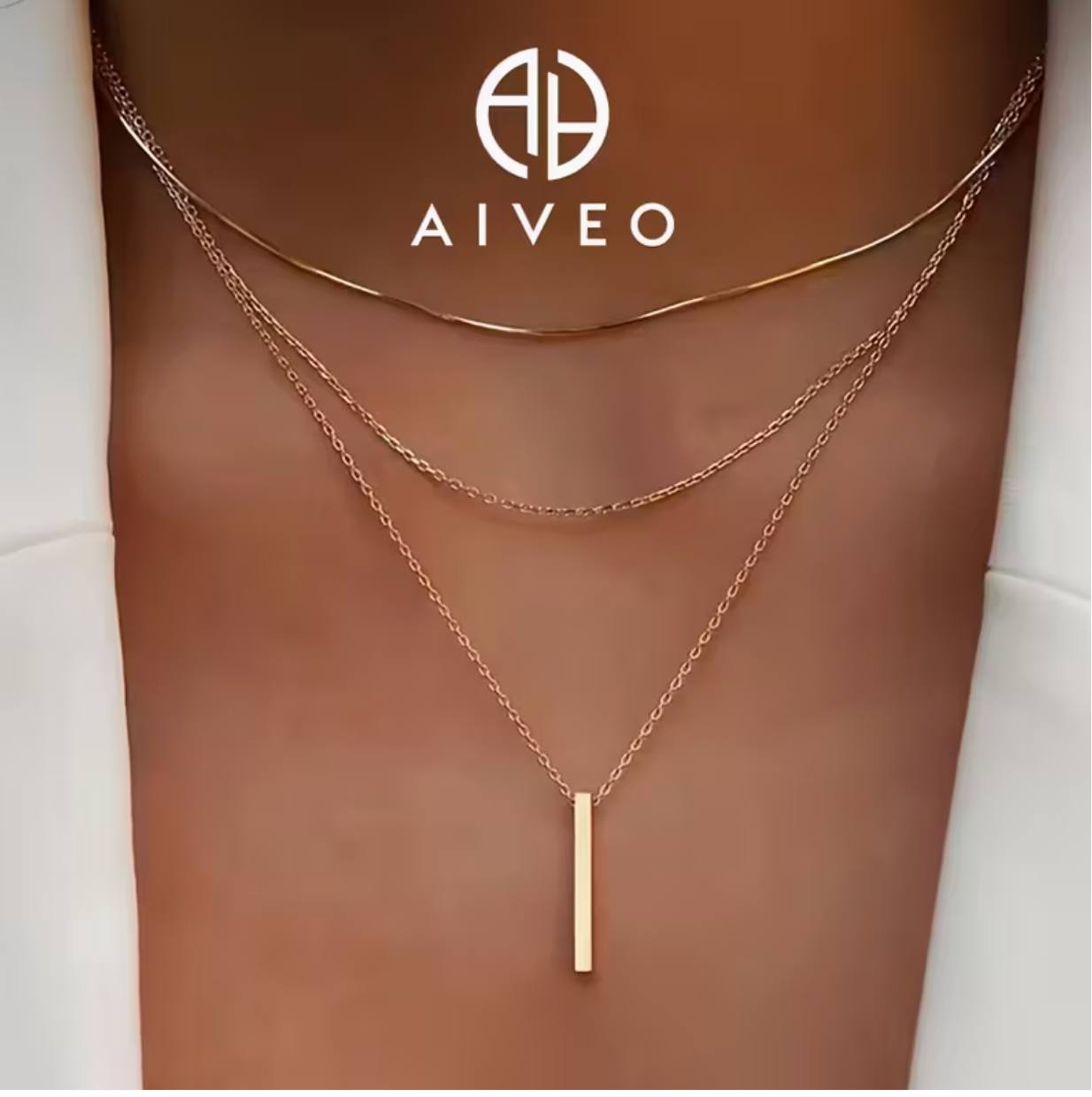 AIVEO high-quality stainless steel Golden Women's stacked necklace,