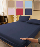 1pc Solid Color Dark Blue Fitted Sheet, Mattress Protector, Mattress Cover For Bed, Bed Sheet, Soft And
