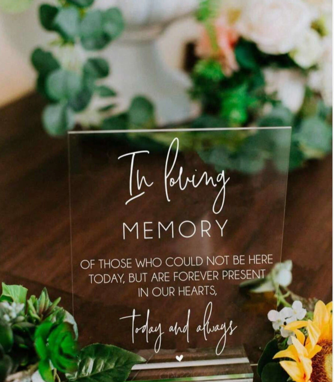1pc In Loving Memory Acrylic Sign, In Loving Memory Of Those Who Could Not Be Here Today Present Hearts