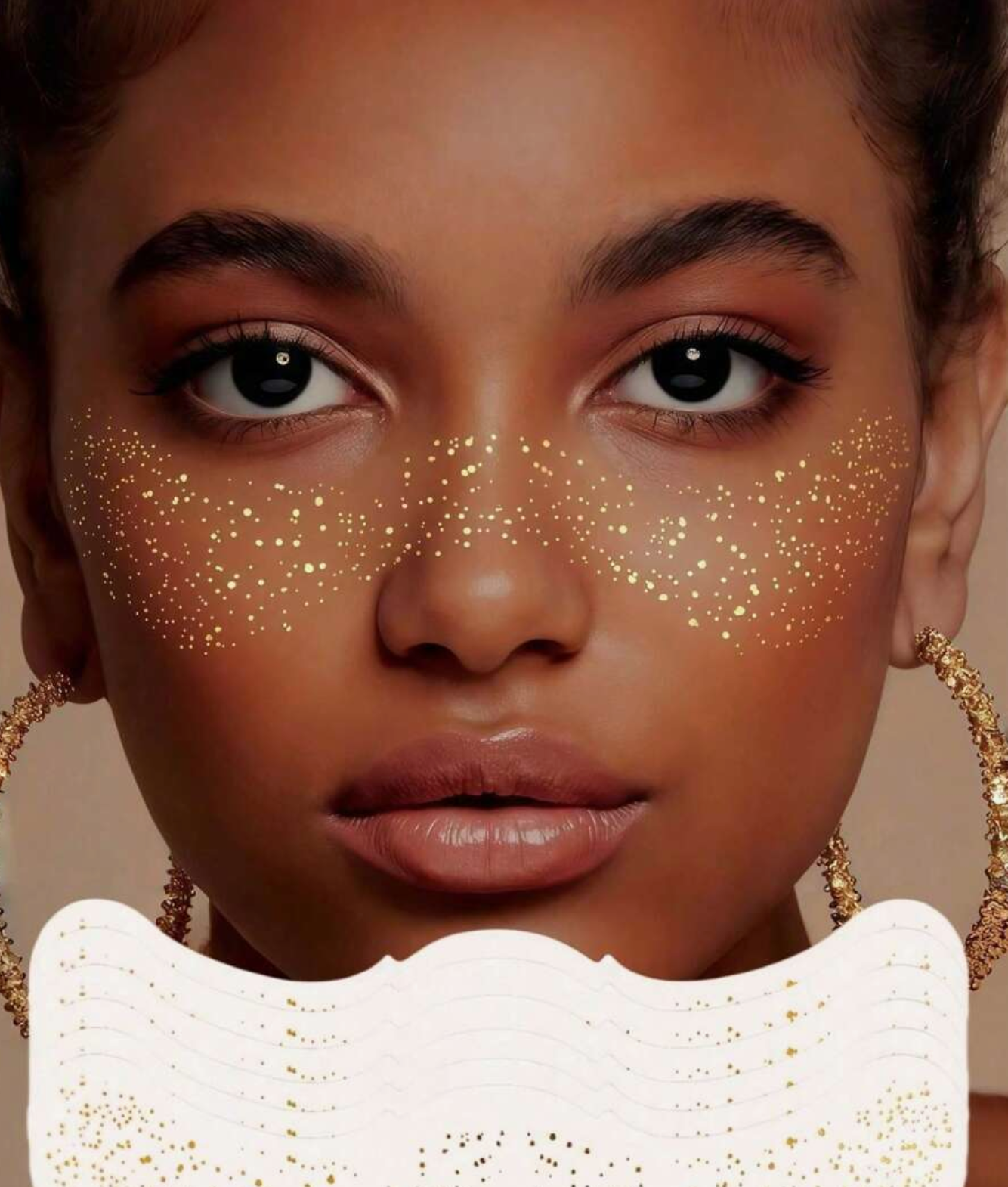 Women Glitter Freckles Face Tattoo