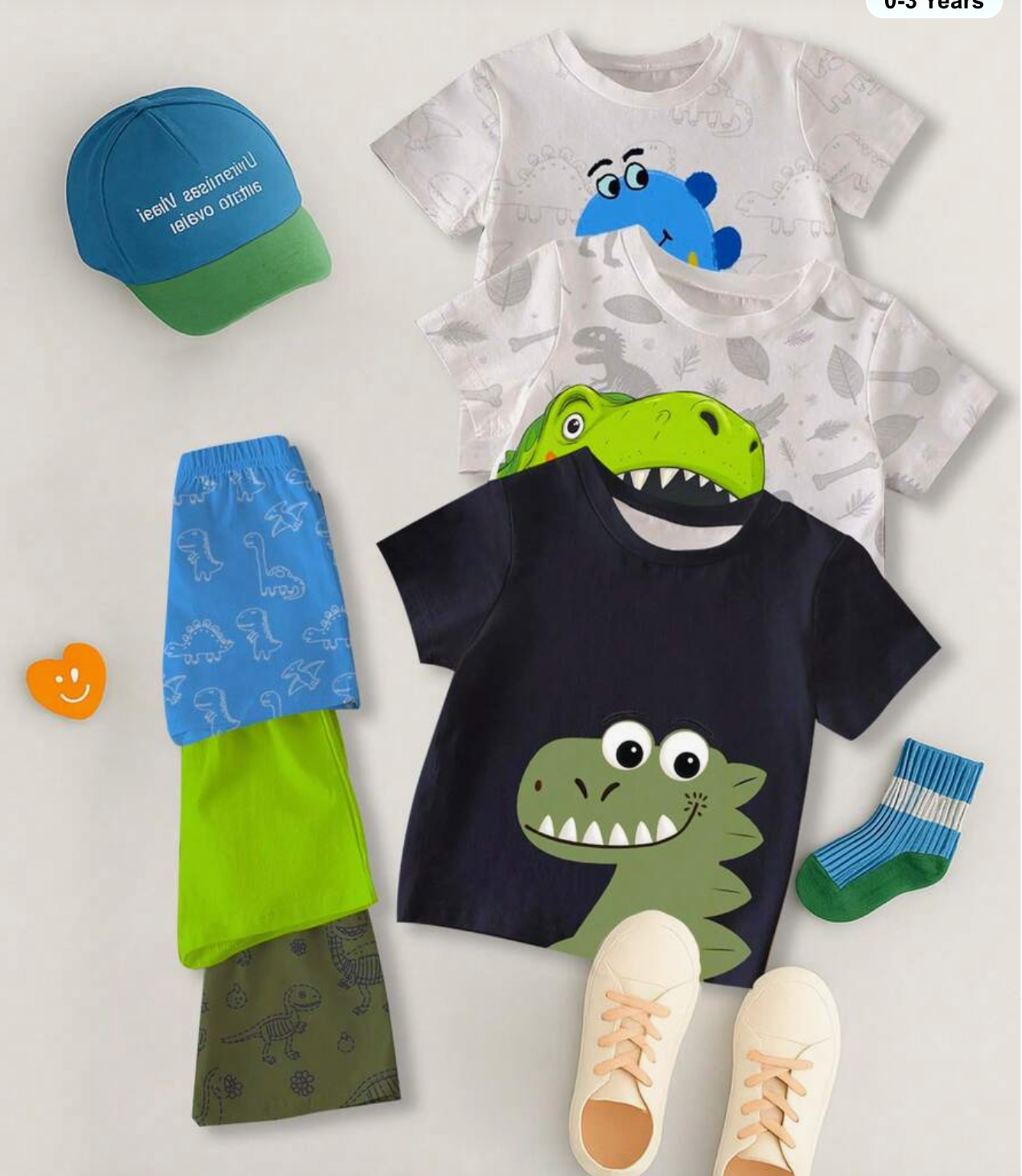 Toddler Boys Cartoon Dinosaur Print T-Shirt & Shorts Set