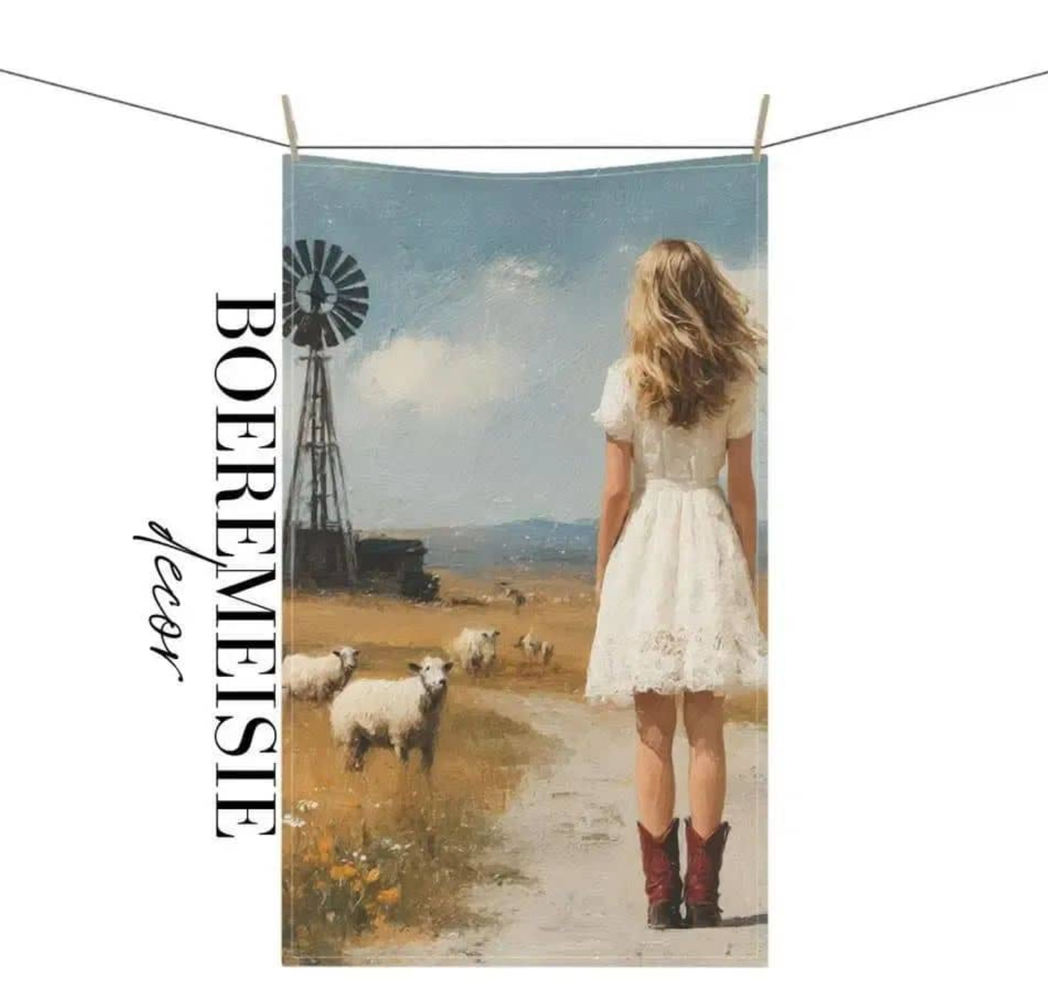 Girl on Farm Tea Towel