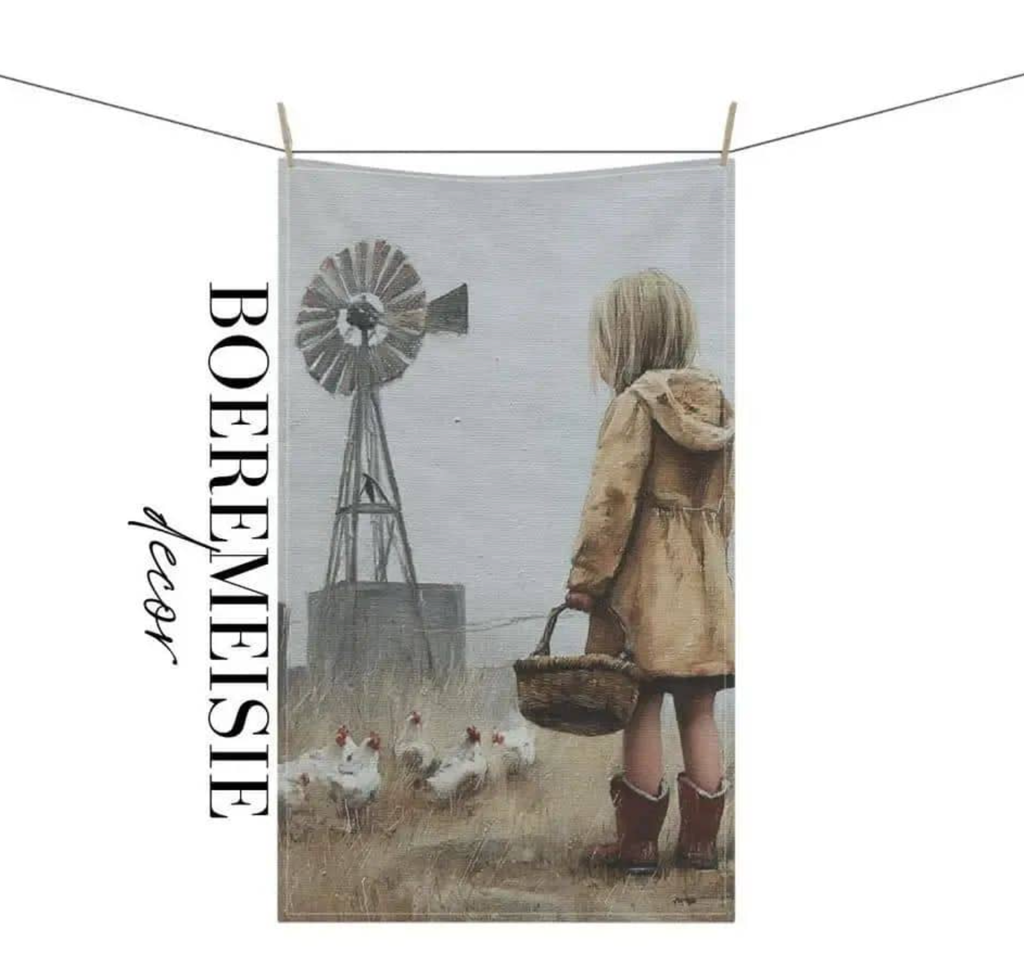 Girl on Farm 2 Tea Towel