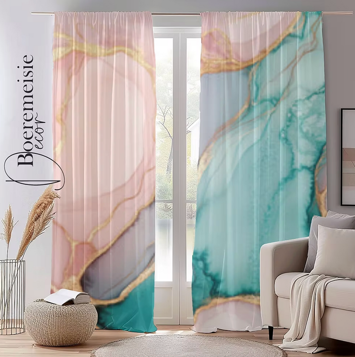 Pink Blue Gold Marble