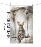 Bunny on Swing Tea Towel
