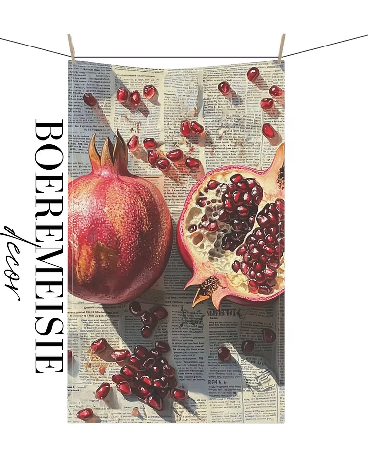 Pomegranate Newspaper Tea Towel