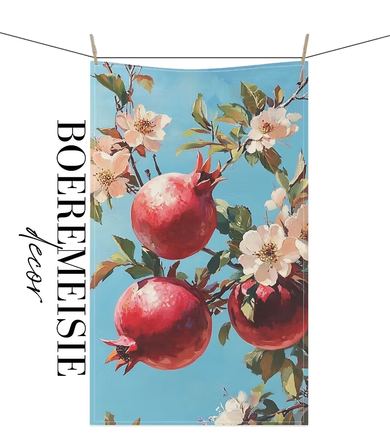 Pomegranate Cherry Blossom Tea Towel