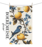 Lemon and Blue Bird Tea Towel