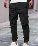 Men's Elastic Waist Drawstring Cargo Pants With Pockets