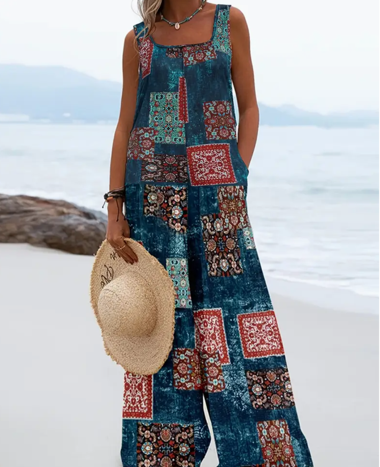 Vintage Bohemian Print Jumpsuit for Women
