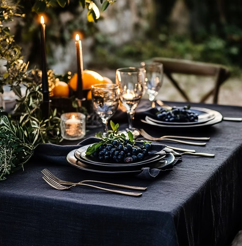 Black Linen Table Cloth