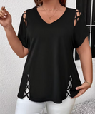 Plus Size V-Neck Cutout Top