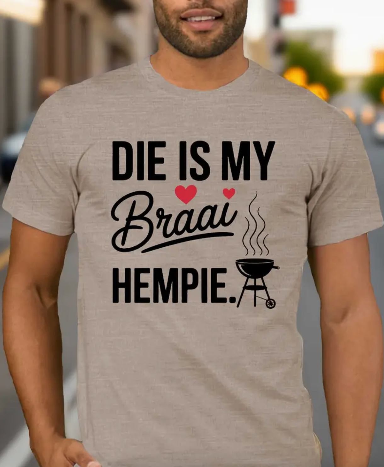Men's Funny Braai T-Shirt - "Die Is My Braai, Braai Is My Hemphe"