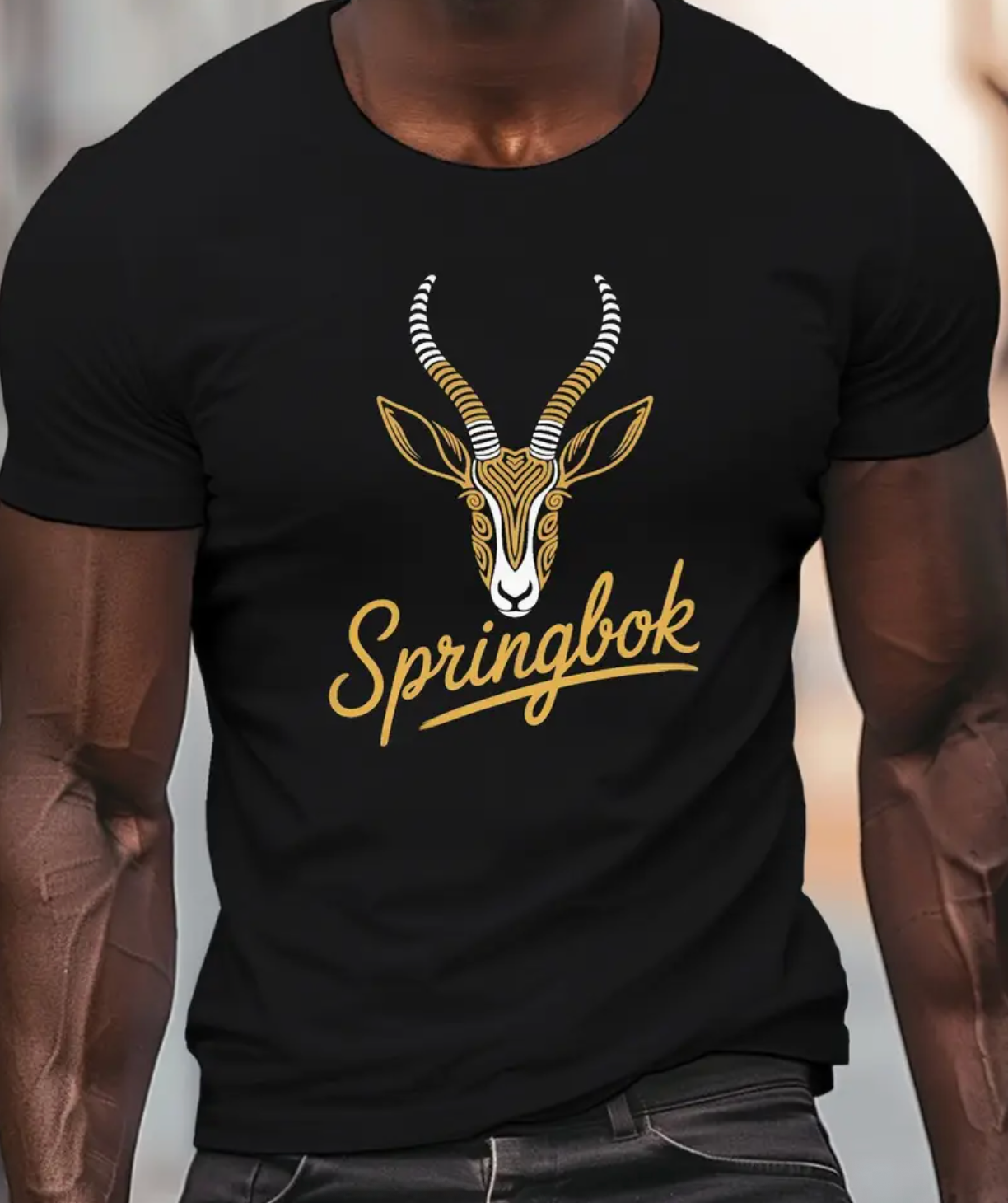 Men'S South African Tribal Art Springbok Graphic T-Shirt
