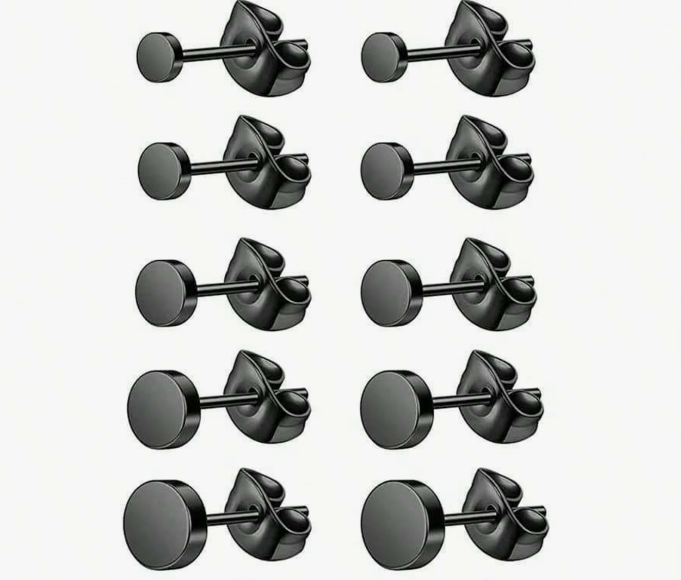 1pair Stainless Steel Black Round Stud Earrings