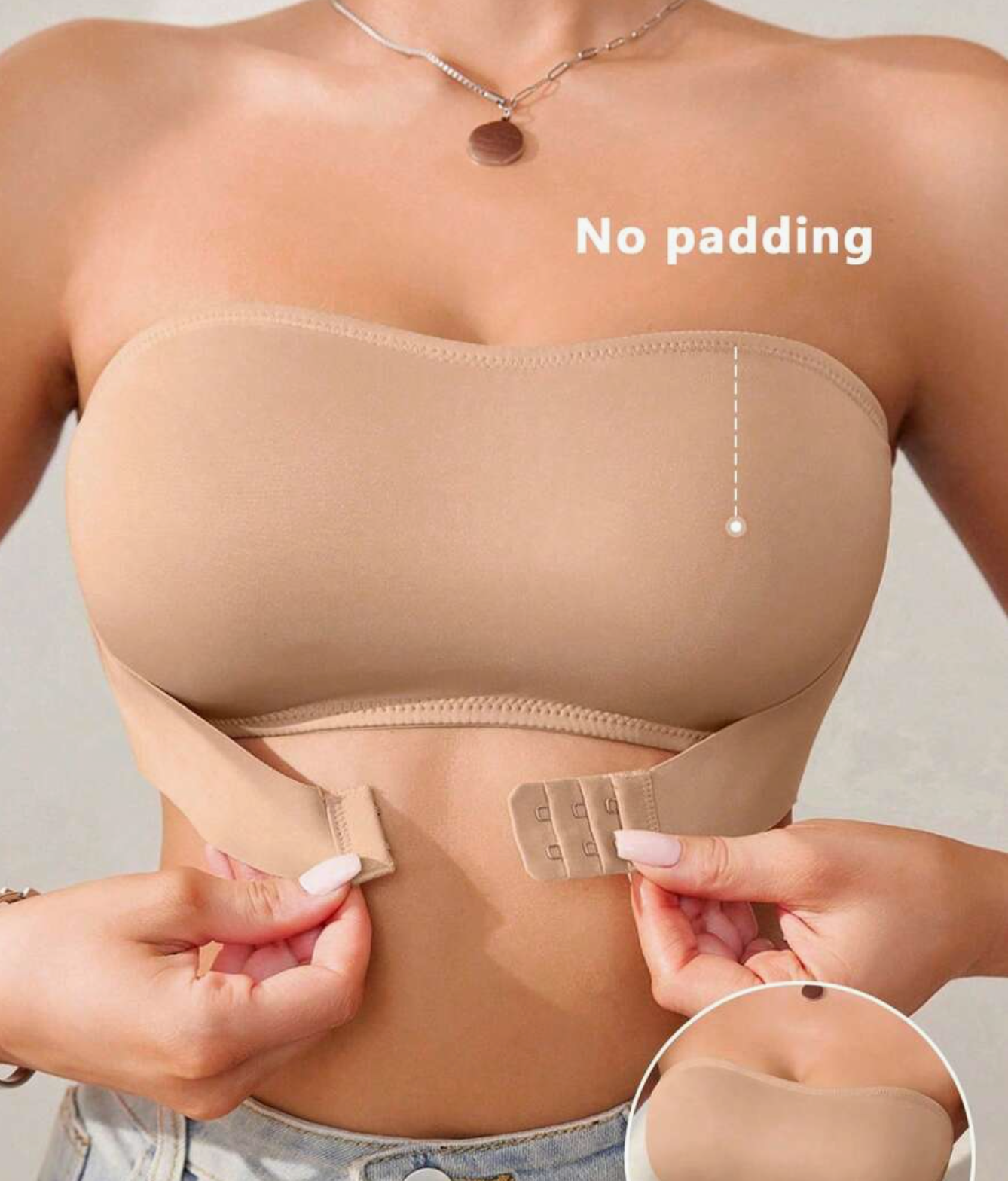 NudeFit 1pc Women Front Hook Closure Push-Up Wireless Bra