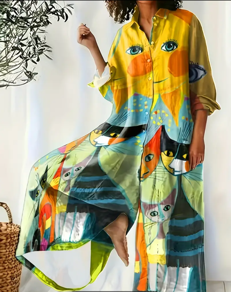 Women'S Artistic Print Casual Elegant Wide-Leg Jumpsuit