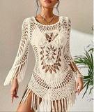 Women's Bohemian Lace-Like Crochet Wrap Dress