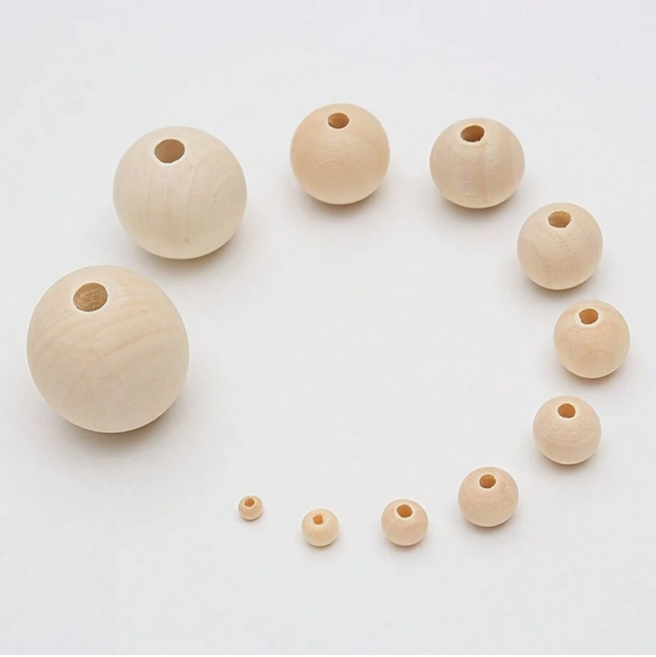 100Pcs 6-25mm Wooden Beads For Jewelry Making DIY Garland